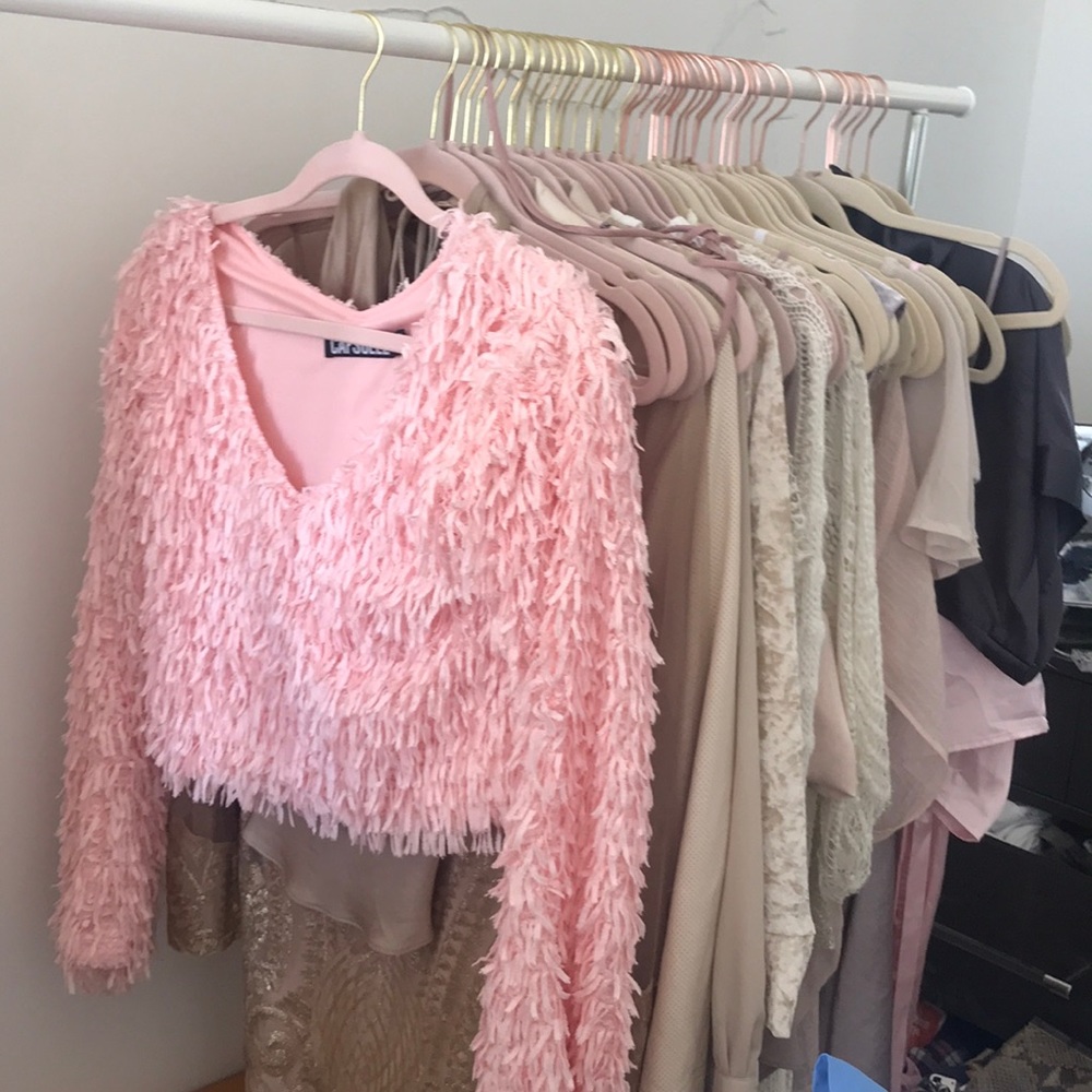 Pink fuzzy top